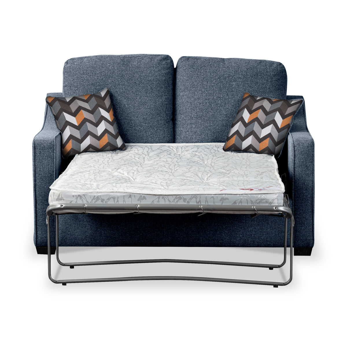 Fenton Midnight Soft Weave 2 Seater Sofabed with Charcoal Scatter Cushions from Roseland Furniture