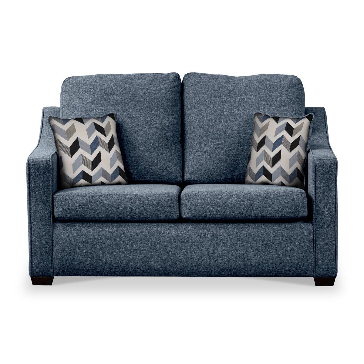 Fenton Midnight Soft Weave 2 Seater Sofabed with Denim Scatter Cushions from Roseland Furniture