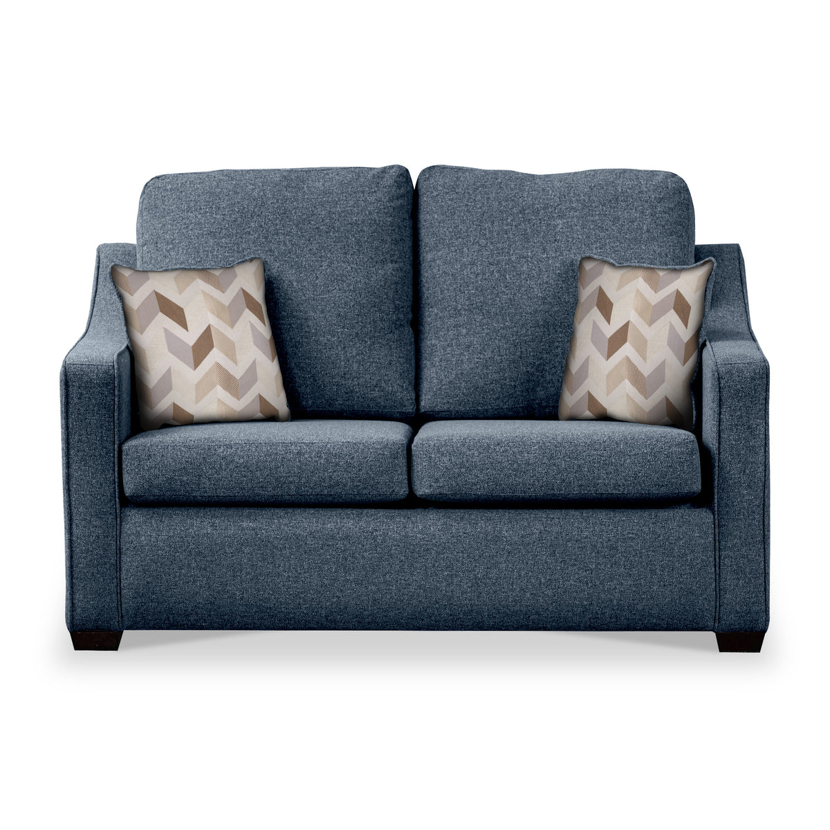 Fenton Midnight Soft Weave 2 Seater Sofabed with Oatmeal Scatter Cushions from Roseland Furniture