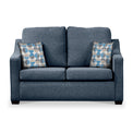 Fenton Midnight Soft Weave 2 Seater Sofabed with Blue Scatter Cushions from Roseland Furniture