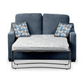 Fenton Midnight Soft Weave 2 Seater Sofabed with Blue Scatter Cushions from Roseland Furniture