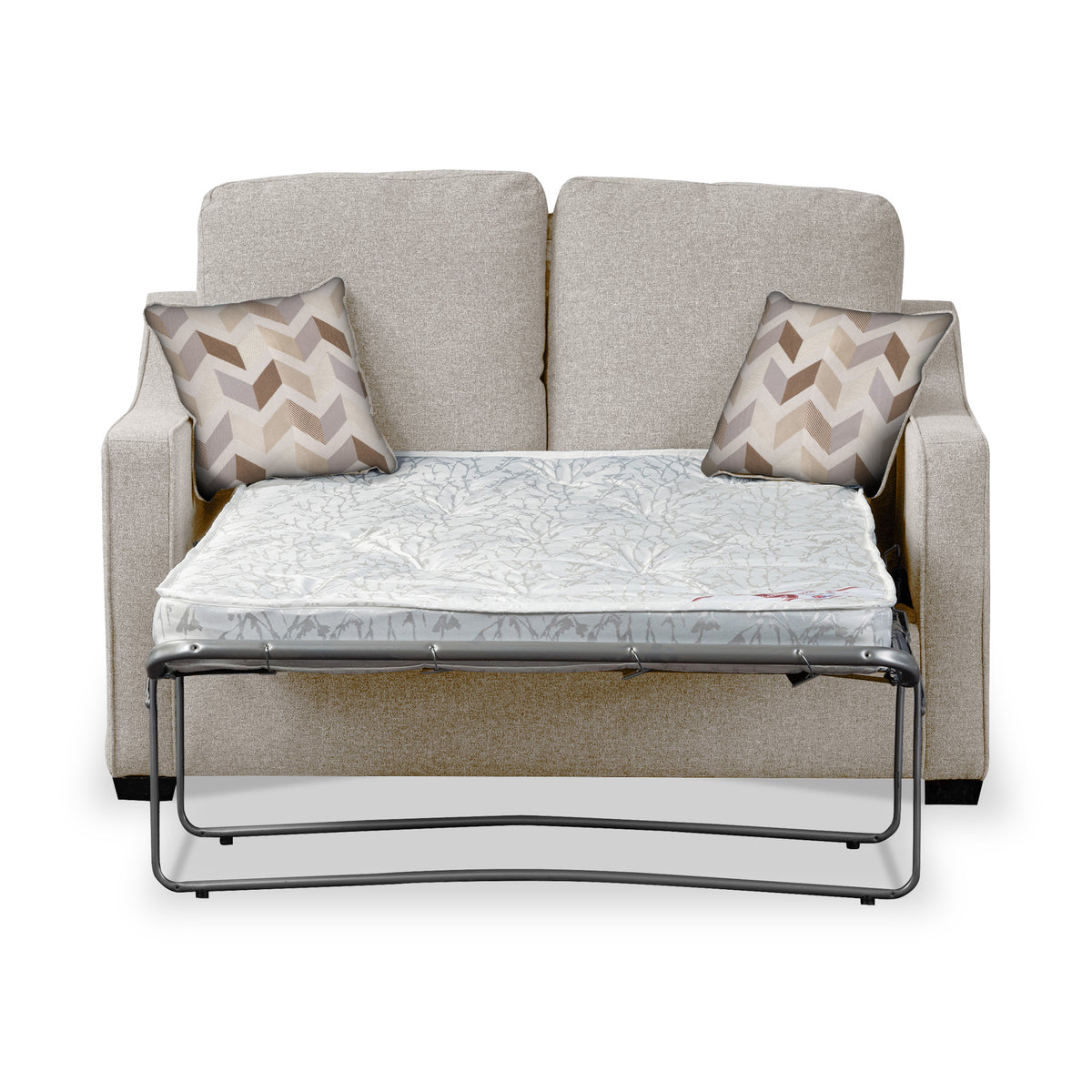 Fenton Oatmeal Soft Weave 2 Seater Sofabed with Oatmeal Scatter Cushions from Roseland Furniture