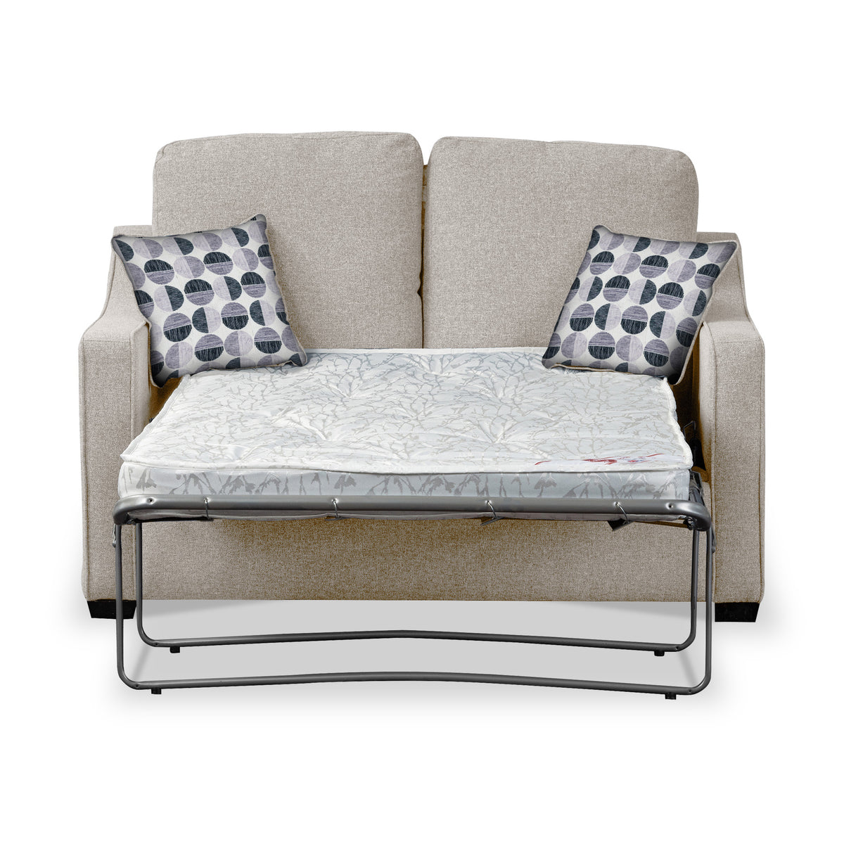 Fenton Oatmeal Soft Weave 2 Seater Sofabed with Mono Scatter Cushions from Roseland Furniture