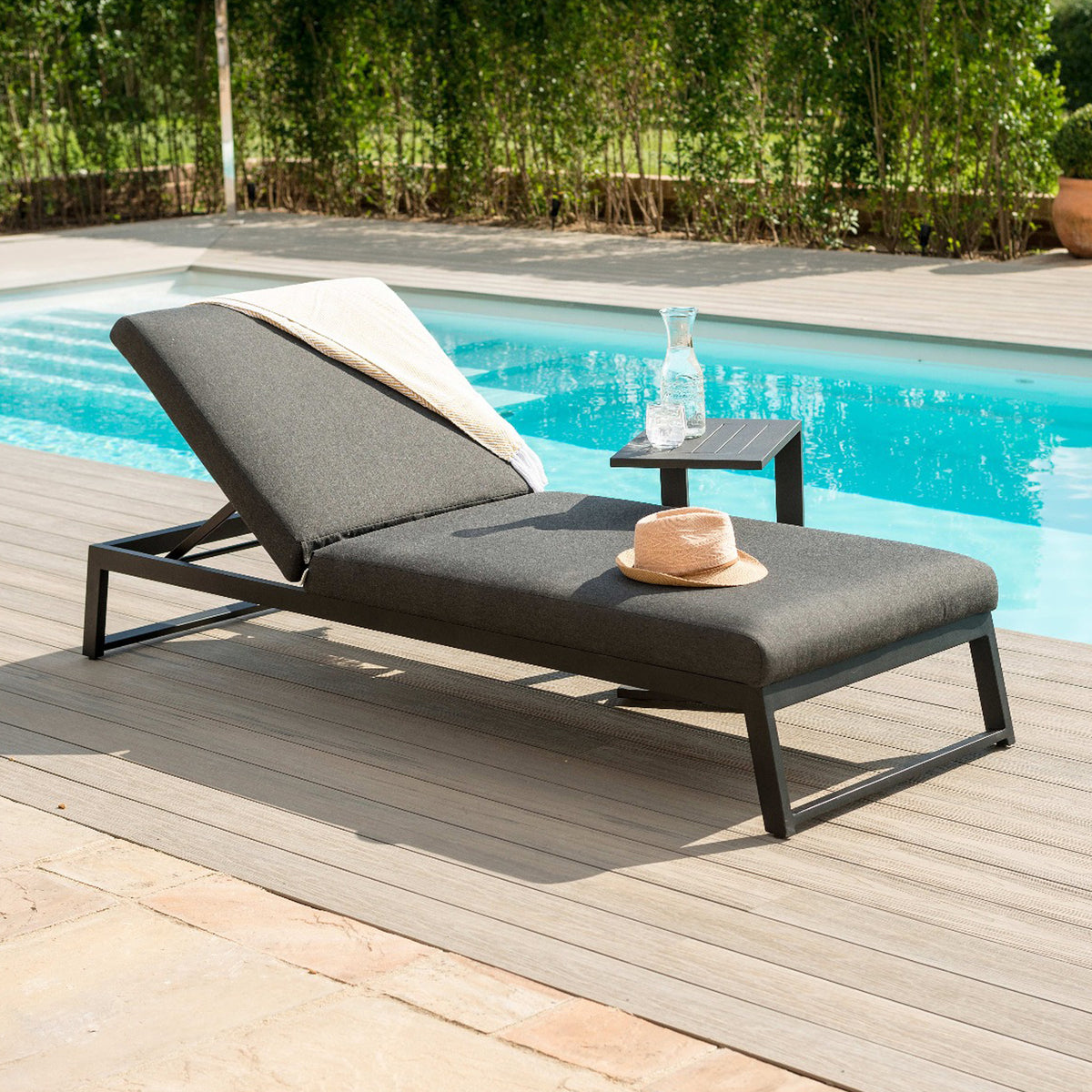 Maze Allure Charcoal Sunlounger from Roseland Furniture