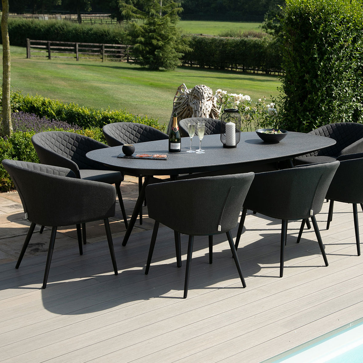 Maze Ambition Charcoal 8 Seat Outdoor Oval Dining Set