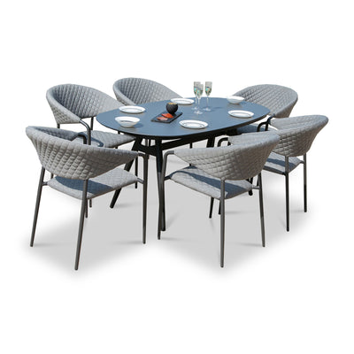 Maze Pebble 6 Seat Oval Dining Set