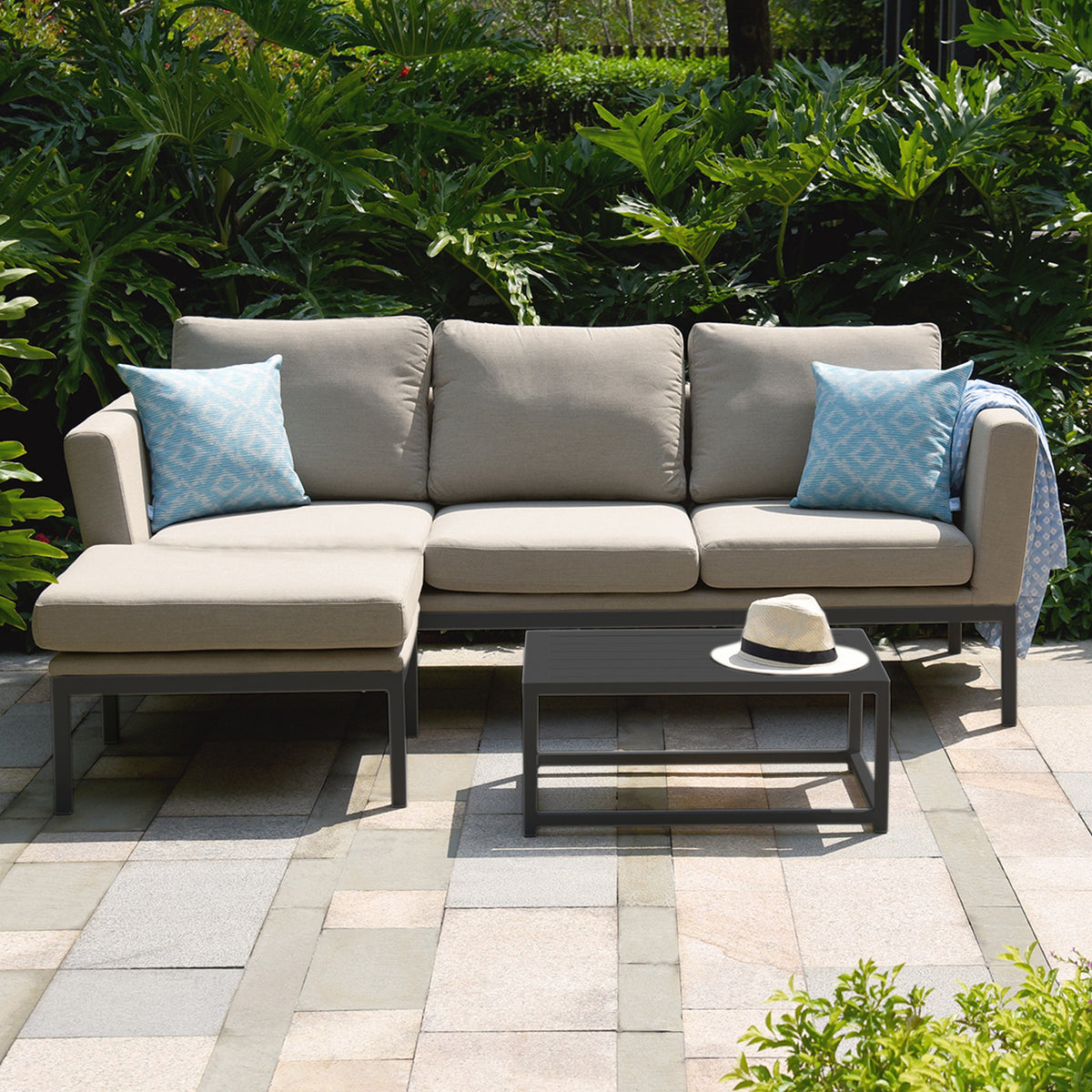 Pulse Oatmeal Outdoor Chaise Sofa Set from Roseland Furniture