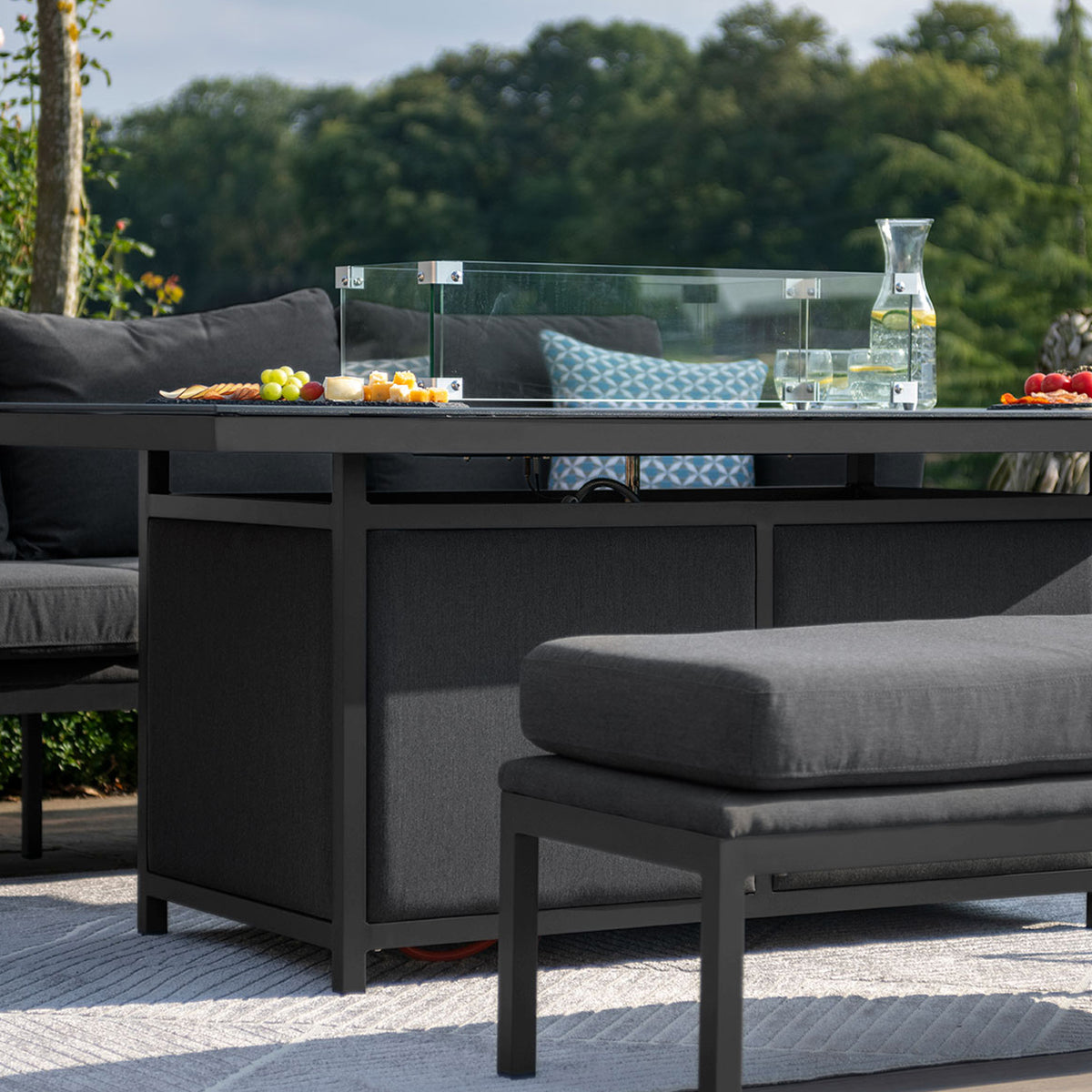 Maze Pulse Charcoal Grey 3 Seat Sofa Dining Set with Fire Pit from Roseland Furniture
