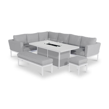 Maze Pulse Right Hand Rectangular Corner Dining Set with Fire Pit