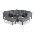 Maze Pulse Flanelle Outdoor Corner Dining Set with Square Fire Pit