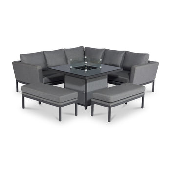 Maze Pulse Corner Dining Set with Square Fire Pit