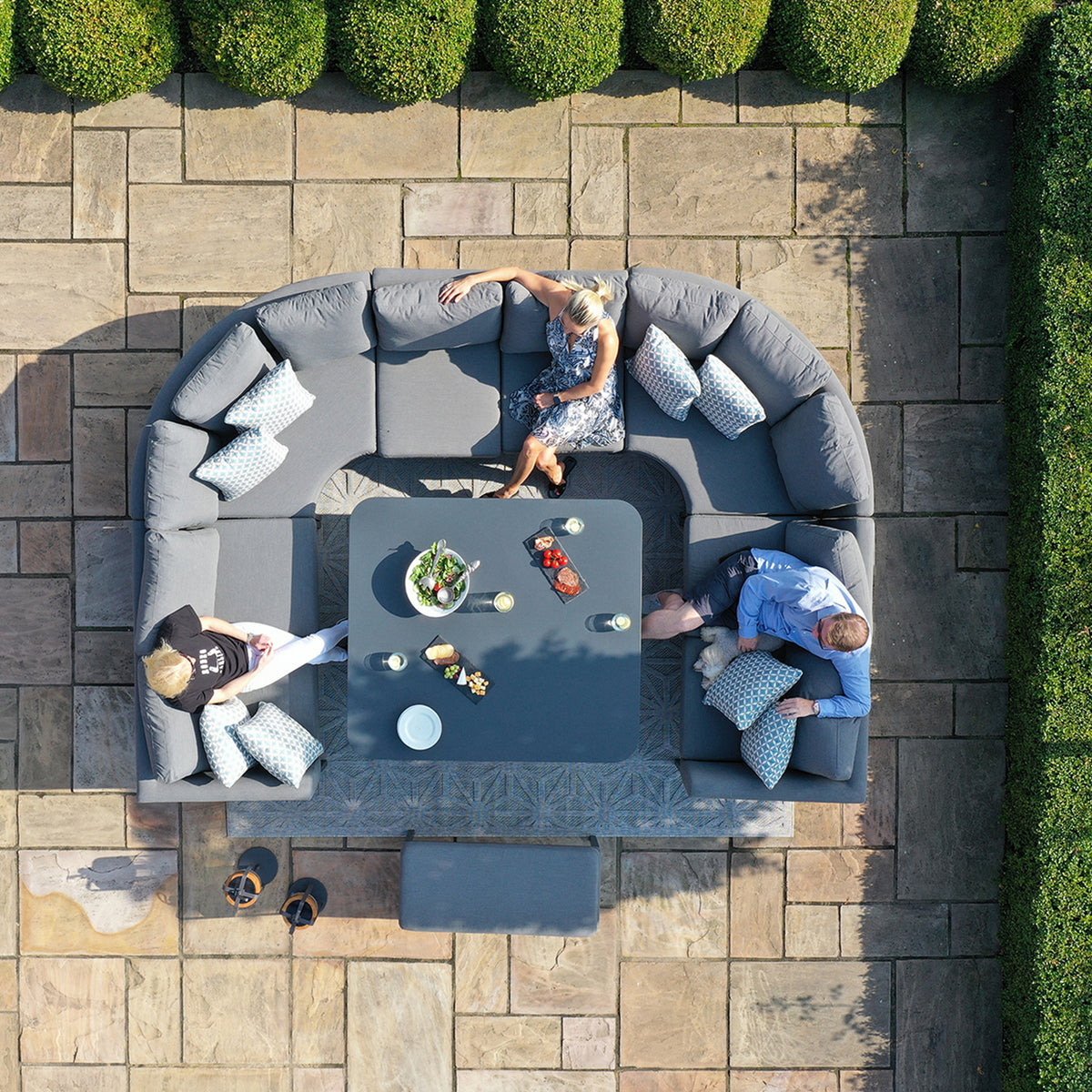 Maze Pulse Flanelle Grey U Shape Outdoor Dining Set with Rising Table
