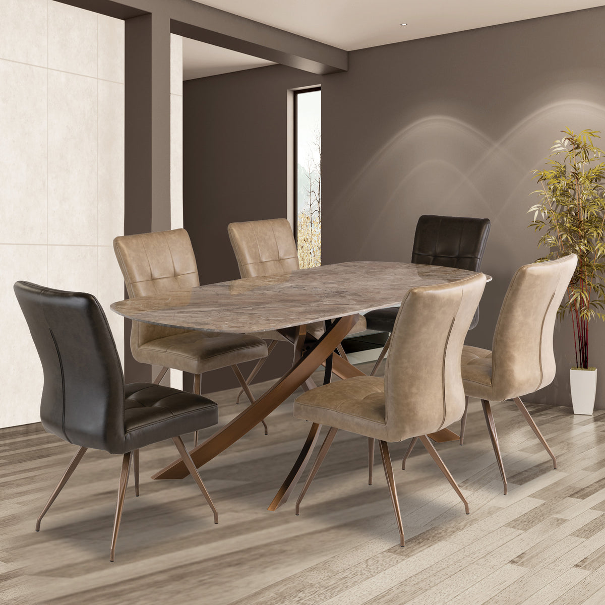Troy Brown 180cm Sintered Stone Dining Table for dining room