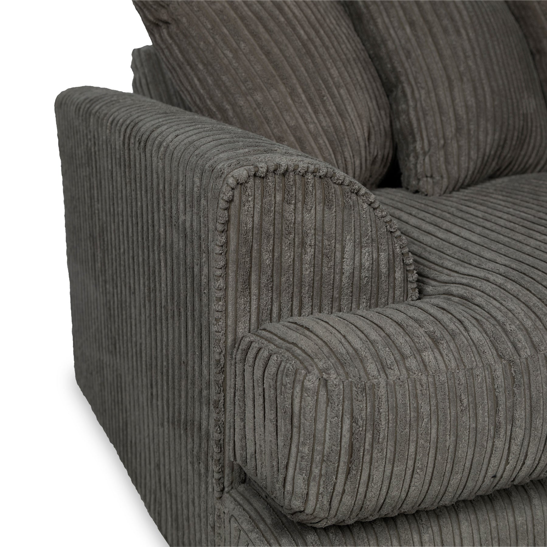 Bletchley Charcoal Jumbo Cord Corner Sofa from Roseland Furniture