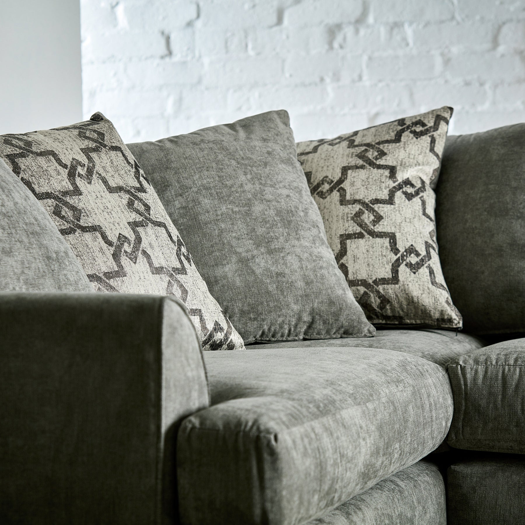 Hudson-corner-sofa-charcoal-cushions-pewter from Roseland Furniture