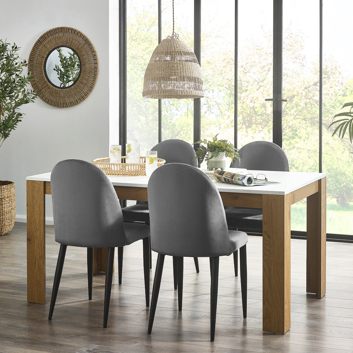 Melor 160cm Dining Table With 4 Pascoe Chairs from Roseland Furniture
