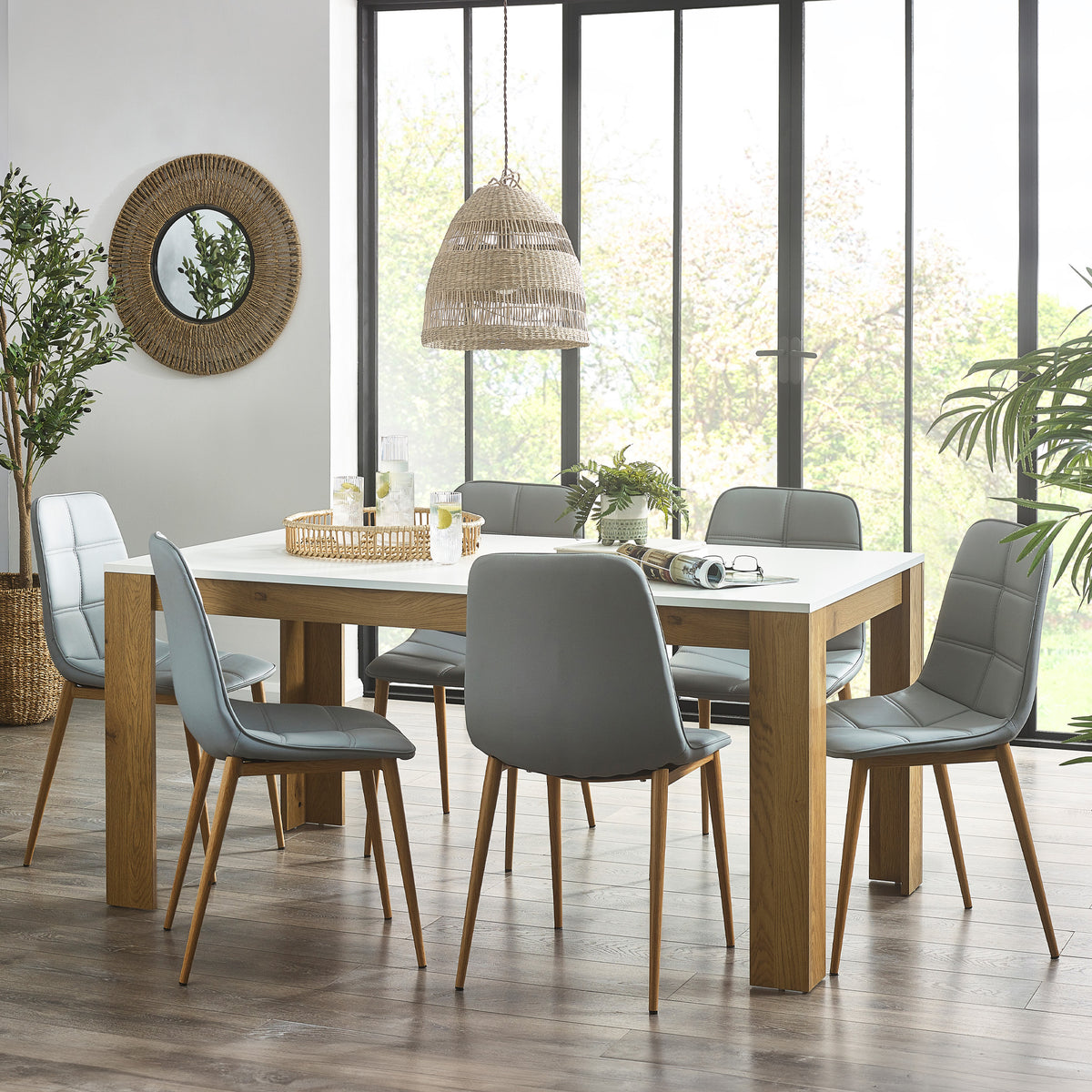 Melor 160cm Dining Table With 4 Roscoe Chairs from Roseland Furniture