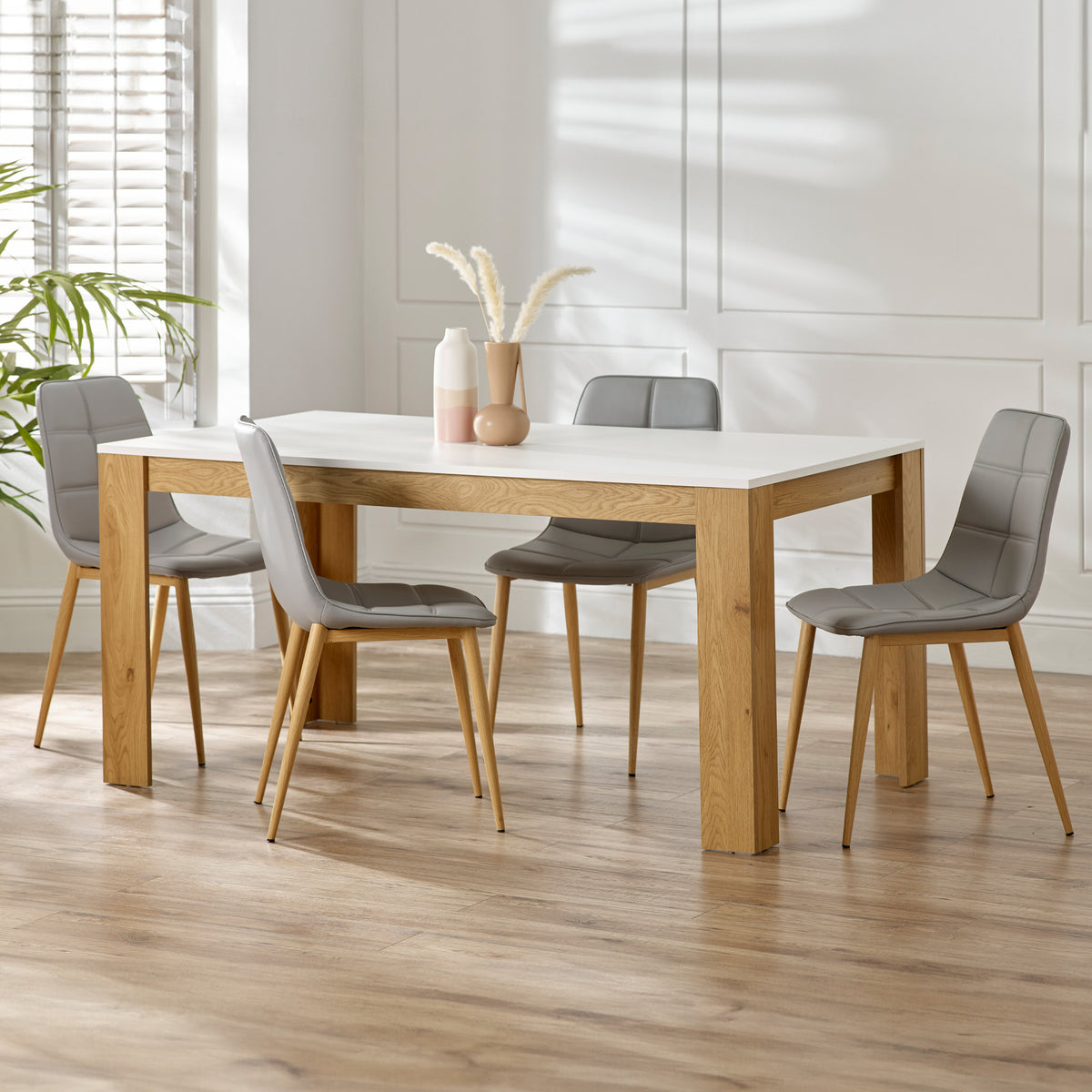 Melor 160cm Dining Table With 4 Roscoe Chairs from Roseland Furniture
