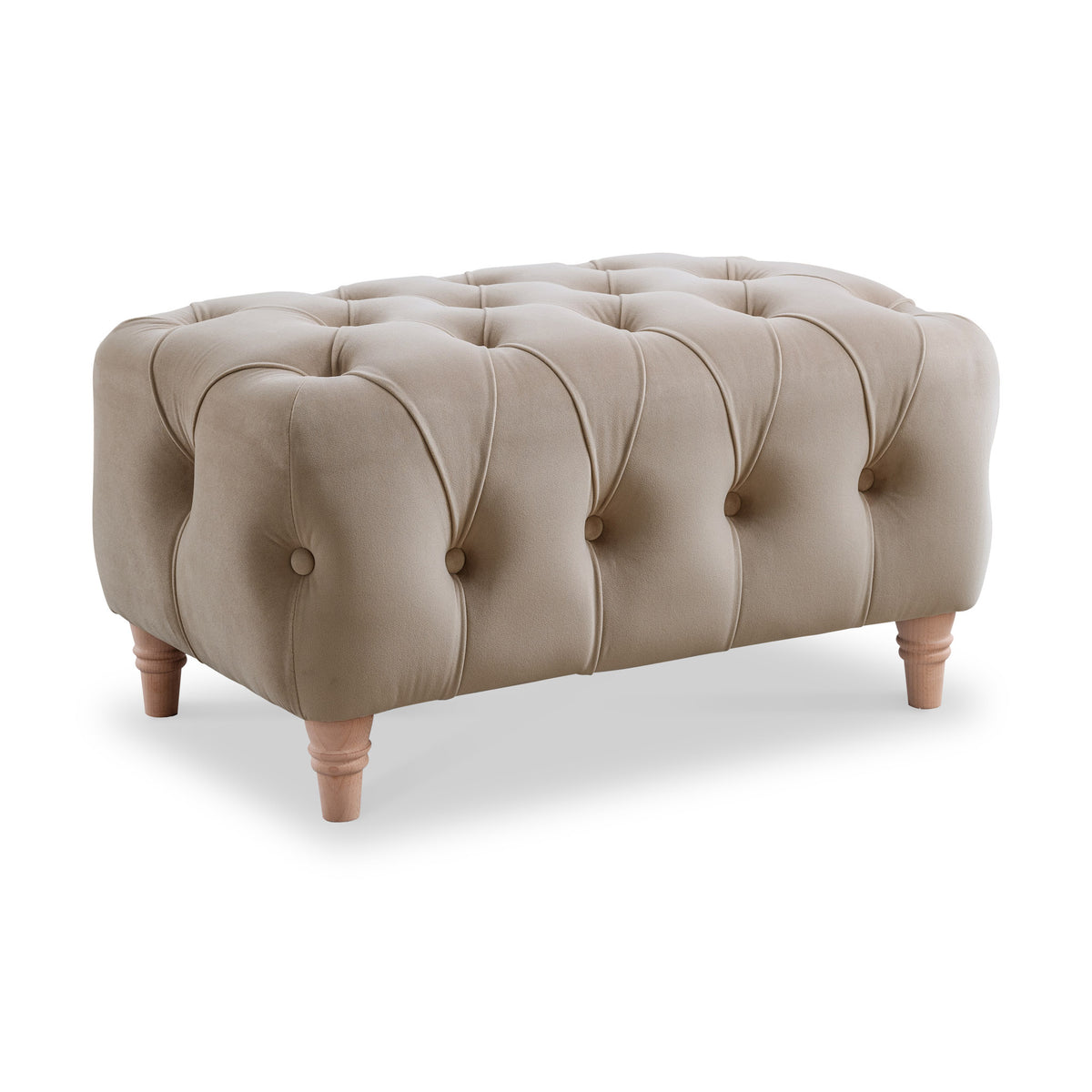 Clarence Putty Velvet Buttoned Footstool from Roseland Furniture