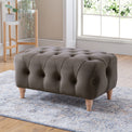 Clarence Mushroom Velvet Buttoned Footstool for living room