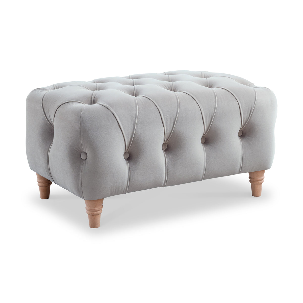 Clarence Chalk Velvet Buttoned Footstool from Roseland Furniture