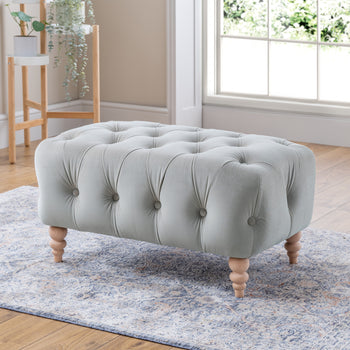 Balmoral Velvet Buttoned Footstool