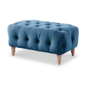 Balmoral Sky Blue Velvet Buttoned Footstool from Roseland Furniture