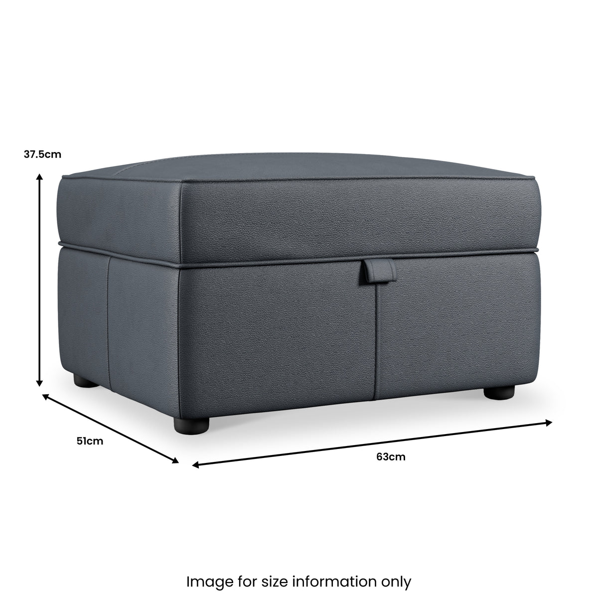 Edison Leather Storage Footstool Navy from Roseland Furniture