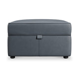 Edison Leather Storage Footstool Navy from Roseland Furniture