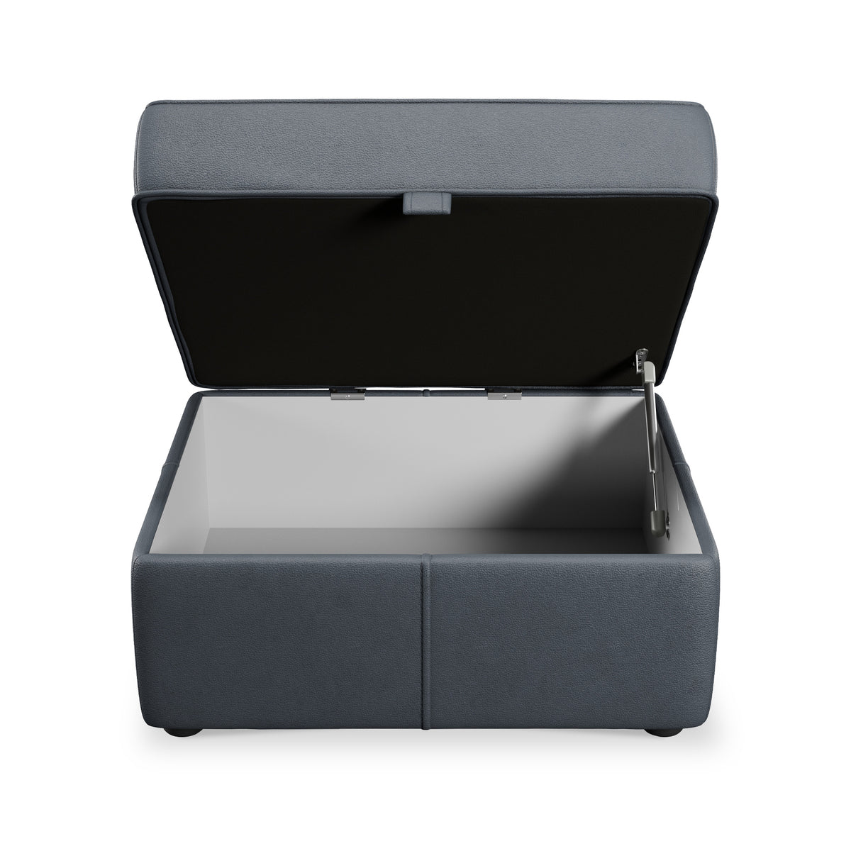 Edison Leather Storage Footstool Navy from Roseland Furniture