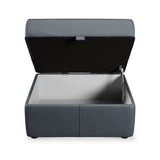 Edison Leather Storage Footstool Navy from Roseland Furniture
