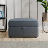 Edison Leather Storage Footstool Navy from Roseland Furniture