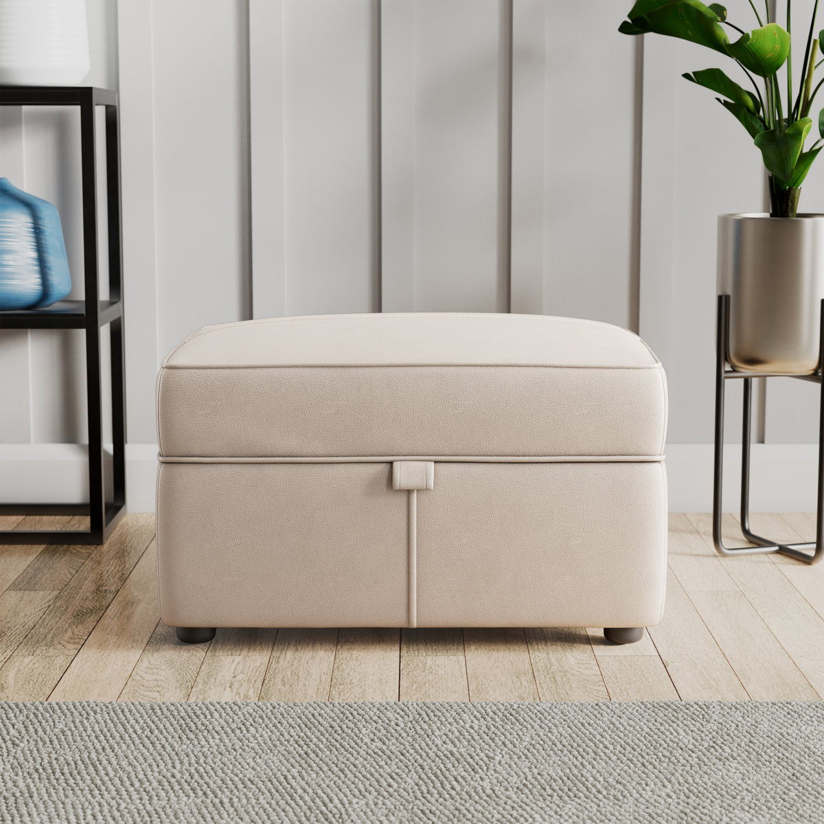 Edison Leather Storage Footstool Cloud Grey from Roseland Furniture