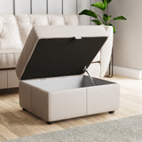 Edison Leather Storage Footstool Cloud Grey from Roseland Furniture