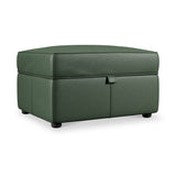 Edison Leather Storage Footstool Hunter Green from Roseland Furniture