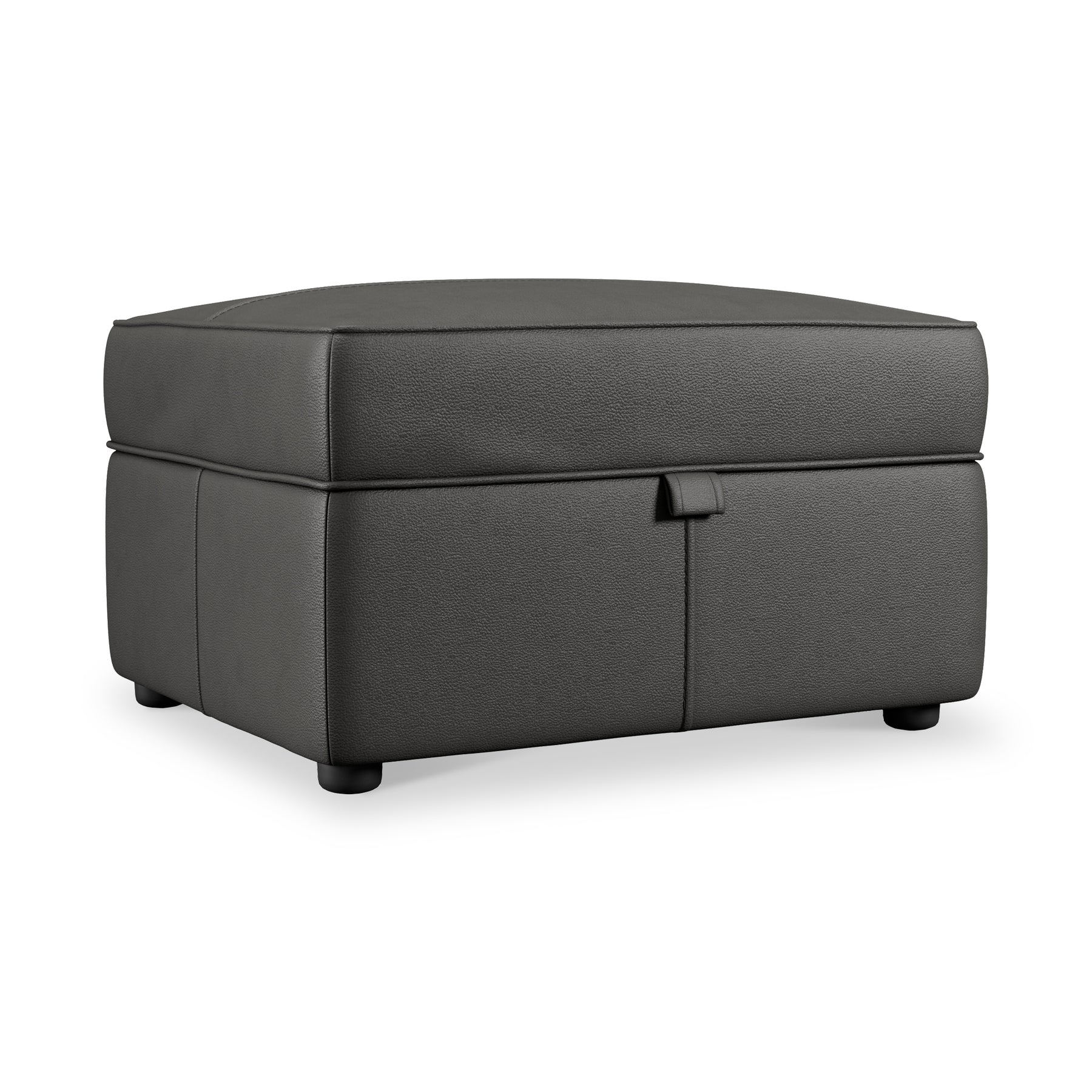 Edison Leather Storage Footstool Raven from Roseland Furniture