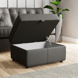 Edison Leather Storage Footstool Raven from Roseland Furniture