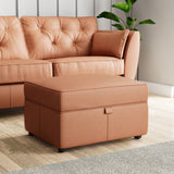 Edison Leather Storage Footstool Saddle from Roseland Furniture