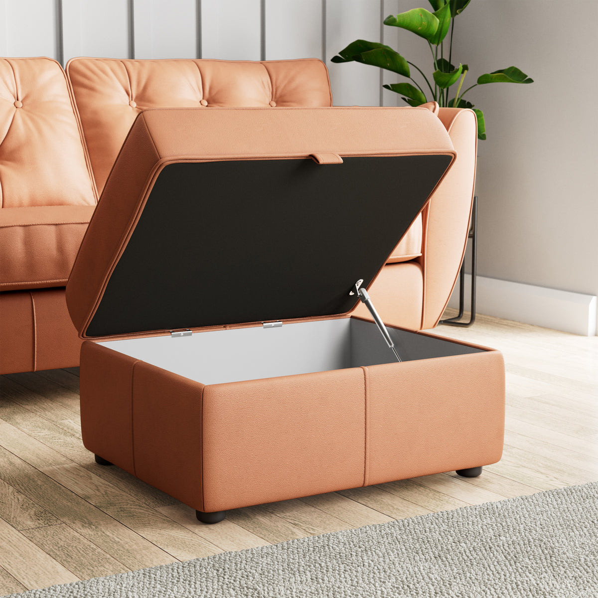 Edison Leather Storage Footstool Saddle from Roseland Furniture