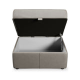 Edison Leather Storage Footstool Stone Grey from Roseland Furniture