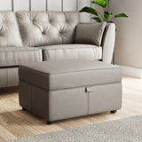 Edison Leather Storage Footstool Stone Grey from Roseland Furniture