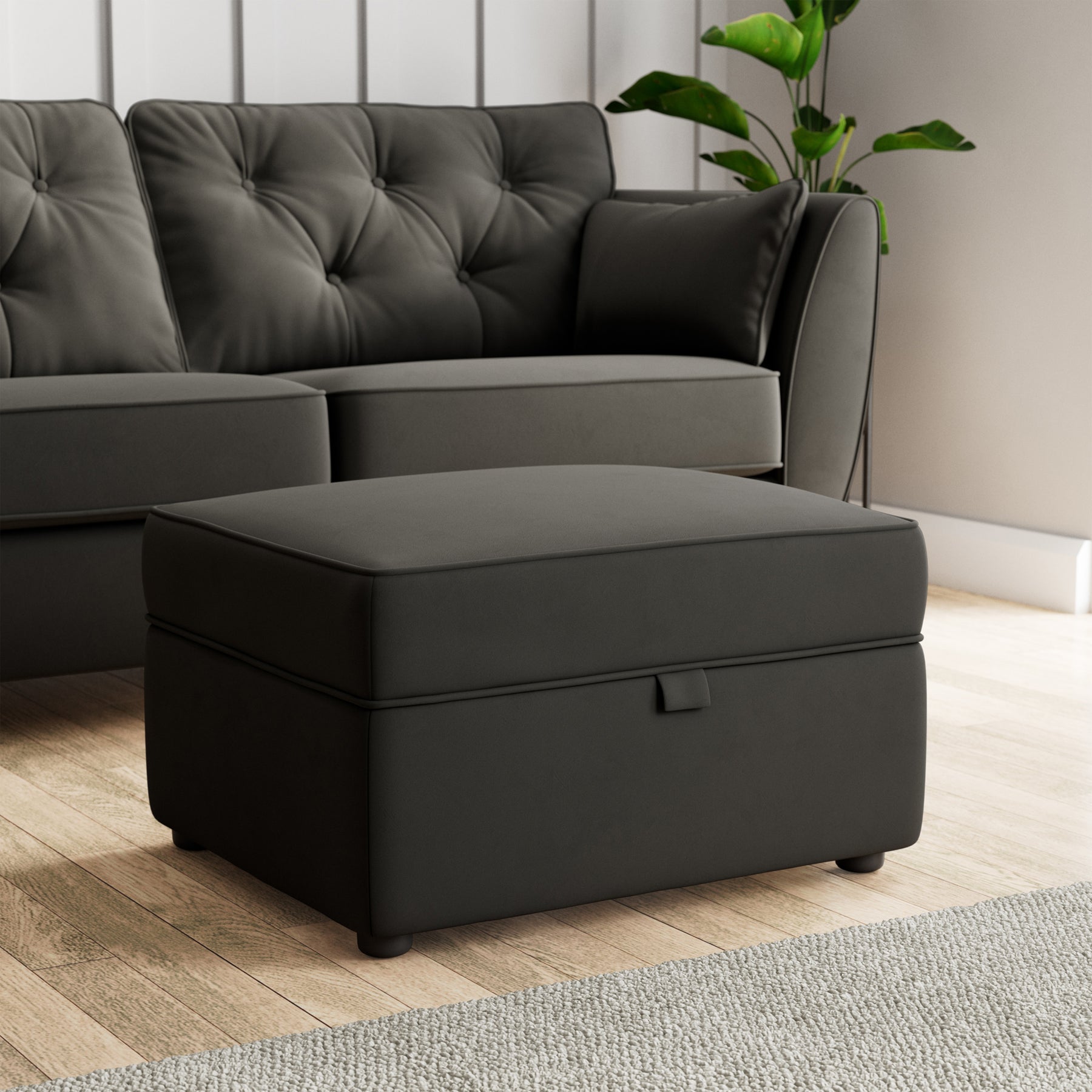 Edison Storage Footstool Black from Roseland Furniture
