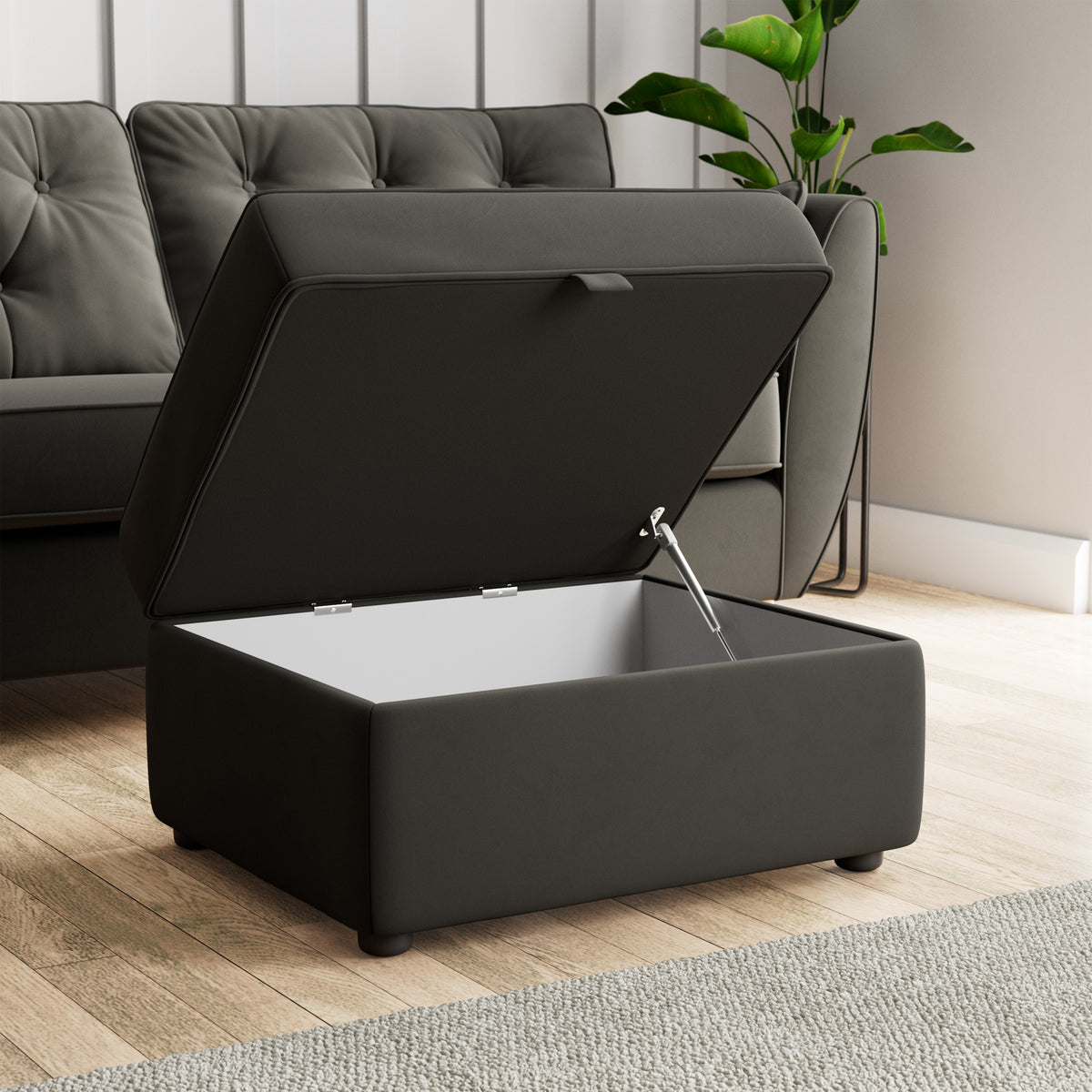 Edison Storage Footstool Black from Roseland Furniture