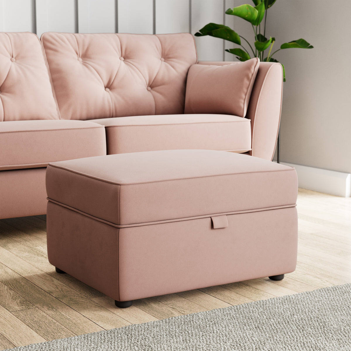Edison Storage Footstool Blush Pink from Roseland Furniture