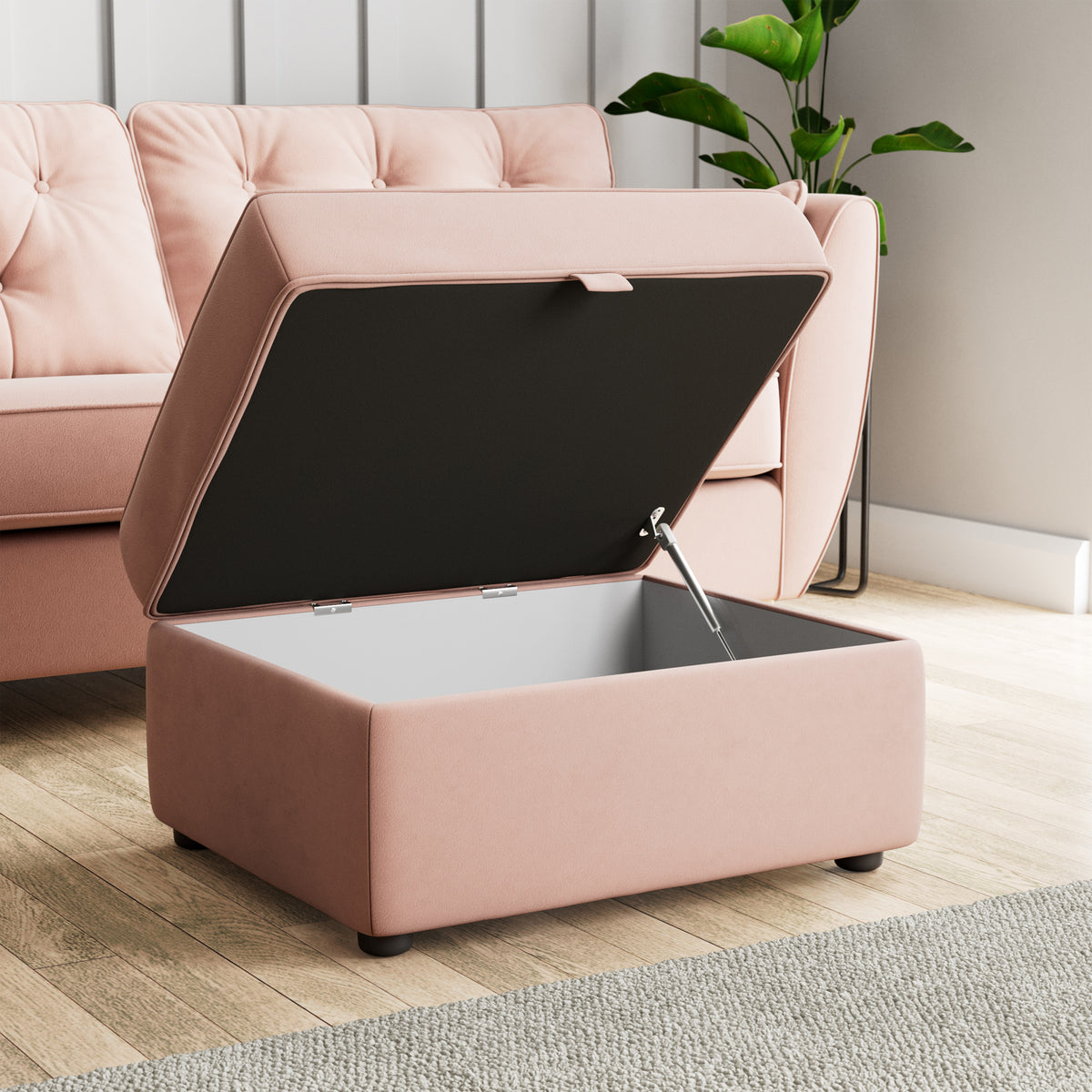 Edison Storage Footstool Blush Pink from Roseland Furniture