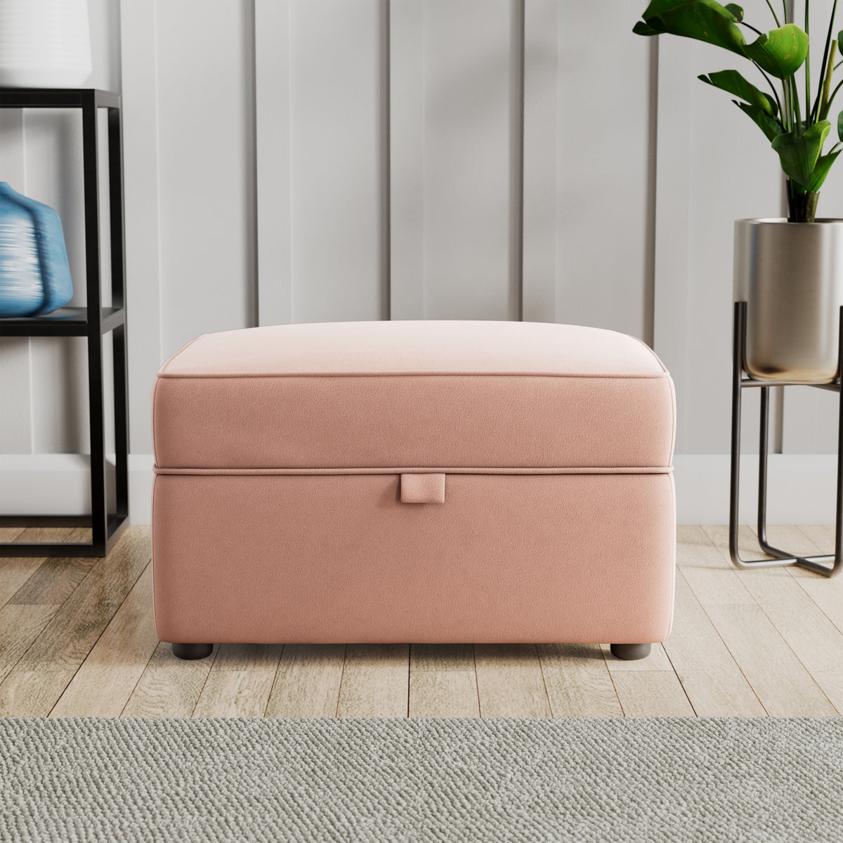 Edison Storage Footstool Blush Pink from Roseland Furniture