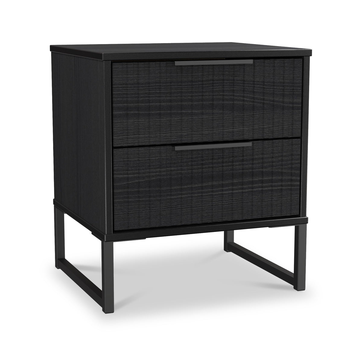 Callo Fluted 2 Drawer Bedside Matt Black from Roseland Furniture