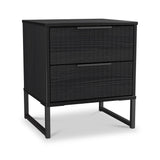 Callo Fluted 2 Drawer Bedside Matt Black from Roseland Furniture