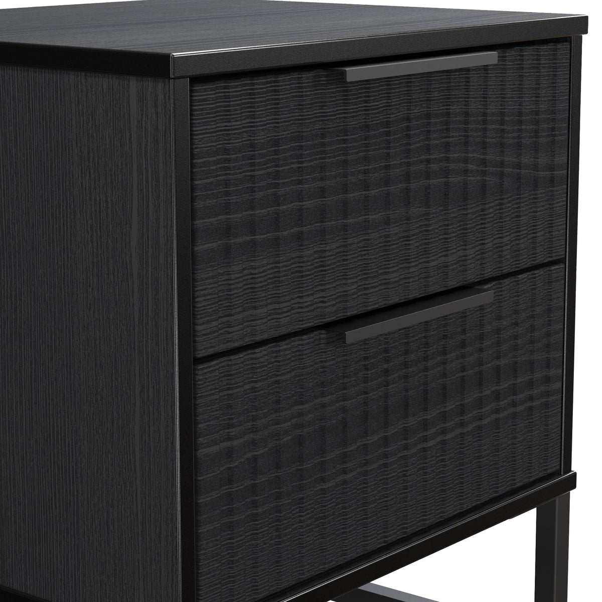 Callo Fluted 2 Drawer Bedside Matt Black from Roseland Furniture