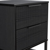 Callo Fluted 2 Drawer Bedside Matt Black from Roseland Furniture